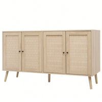 Versatile 4 Door Accent Storage Cabinet With Adjustable Shelves For Entryway Living Room Or Bedroom