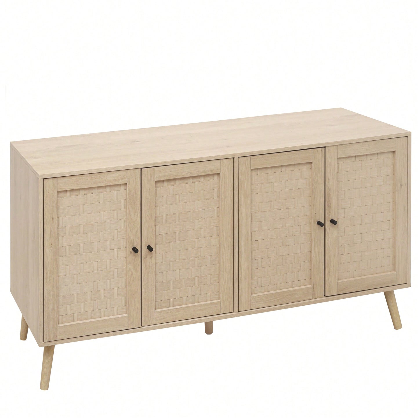 Versatile 4 Door Accent Storage Cabinet With Adjustable Shelves For Entryway Living Room Or Bedroom