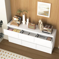 Modern White 9 Drawer Storage Cabinet For Bedroom And Living Room No Handle Design Wide Chest Of Drawers For Hallway Entryway