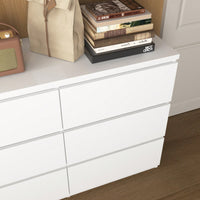 Modern White 9 Drawer Storage Cabinet For Bedroom And Living Room No Handle Design Wide Chest Of Drawers For Hallway Entryway