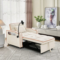 Adjustable Convertible Sleeper Chair Sofa Bed With Multi-Pockets For Small Spaces Living Room And Bedroom 3-In-1 Design