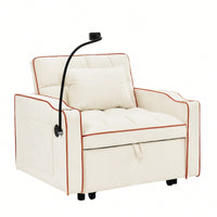 Adjustable Convertible Sleeper Chair Sofa Bed With Multi-Pockets For Small Spaces Living Room And Bedroom 3-In-1 Design