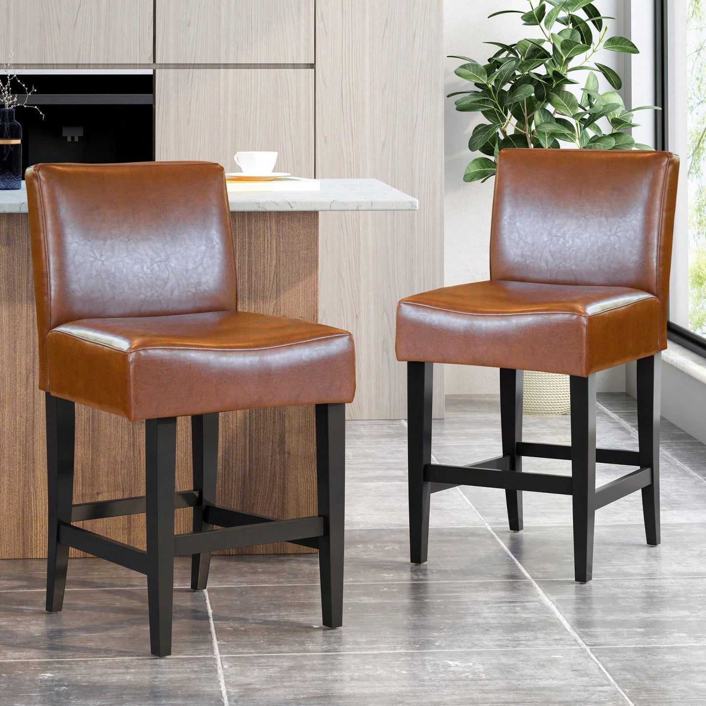 Modern Adjustable Height Counter Stool With Comfortable Upholstered Seat And Sleek Metal Base