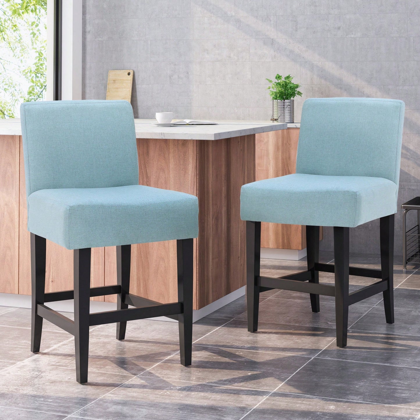 Modern Adjustable Height Counter Stool With Comfortable Upholstered Seat And Sleek Metal Base