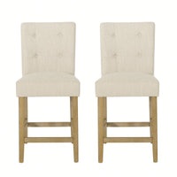 Button Tufted Counter Stools Set Of 2 26 Inch Stylish Upholstered Seating For Kitchen Island Or Bar Beige