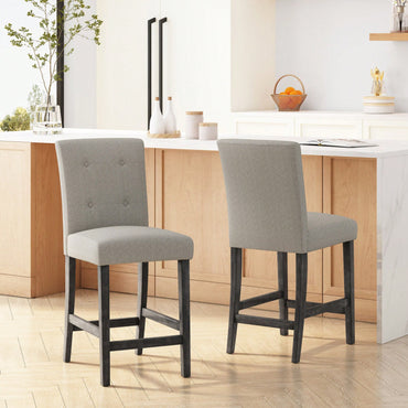 Button Tufted Counter Stools Set Of 2 26 Inch Stylish Upholstered Seating For Kitchen Island Or Bar Beige