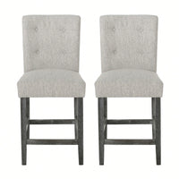 Button Tufted Counter Stools Set Of 2 26 Inch Stylish Upholstered Seating For Kitchen Island Or Bar Beige