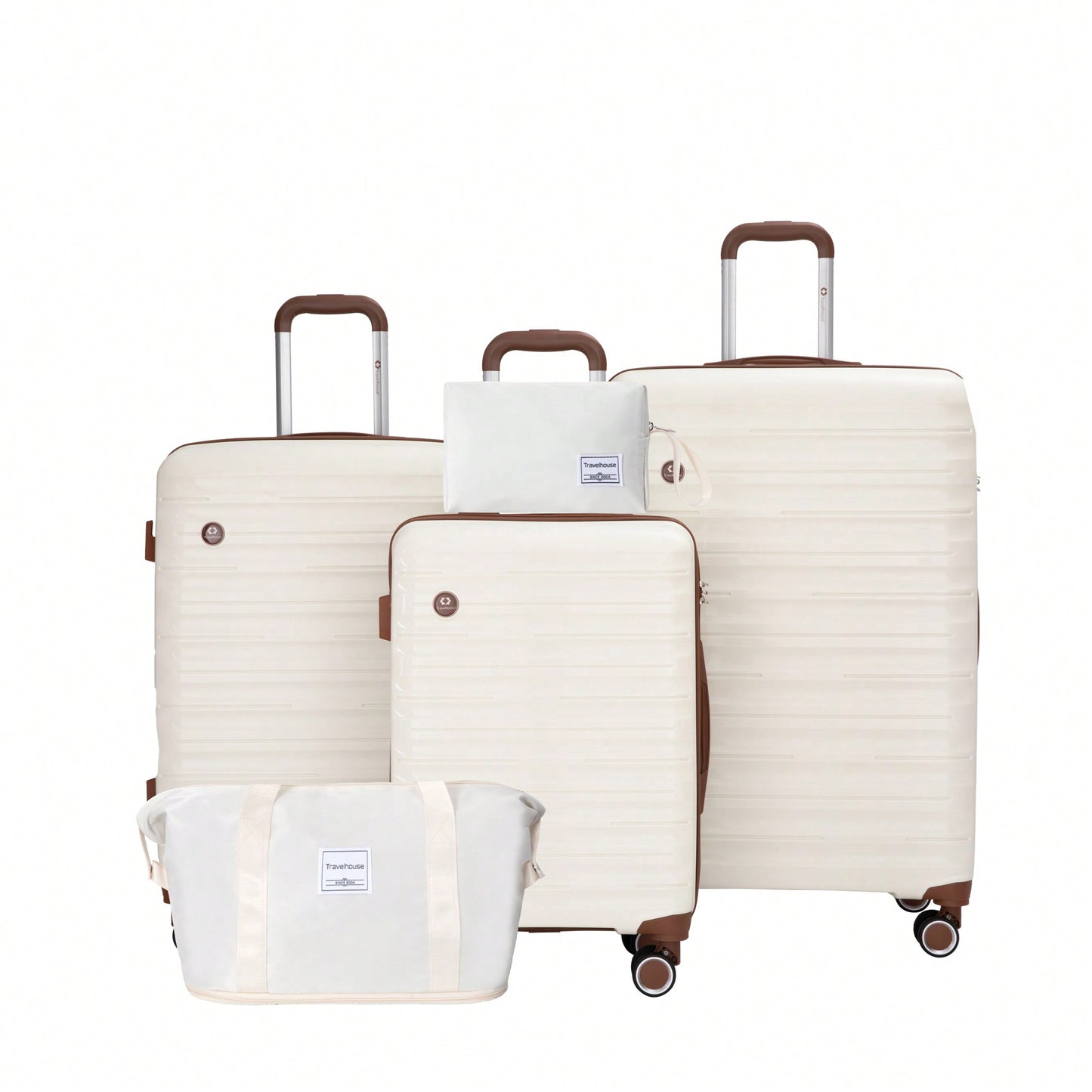 5-Piece White Hardshell Luggage Set With TSA Lock Travel Suitcases And Bags For Ultimate Convenience