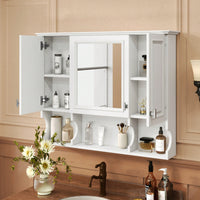 35x28 Wall Mounted Bathroom Medicine Cabinet With Mirror And Open Shelves Modern Storage Solution