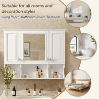 35x28 Wall Mounted Bathroom Medicine Cabinet With Mirror And Open Shelves Modern Storage Solution