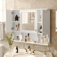 35x28 Wall Mounted Bathroom Medicine Cabinet With Mirror And Open Shelves Modern Storage Solution