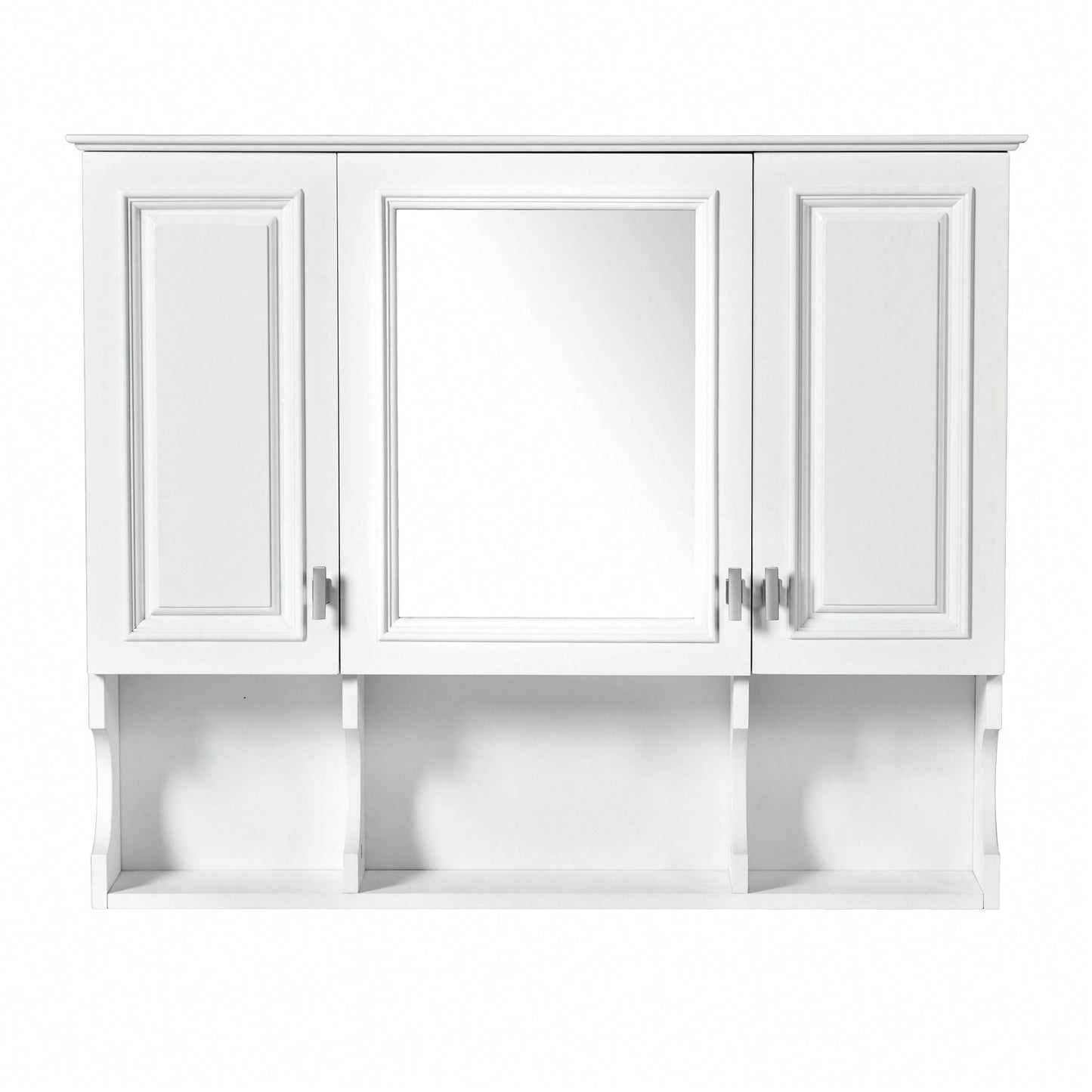 35x28 Wall Mounted Bathroom Medicine Cabinet With Mirror And Open Shelves Modern Storage Solution