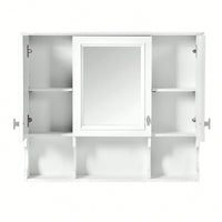 35x28 Wall Mounted Bathroom Medicine Cabinet With Mirror And Open Shelves Modern Storage Solution