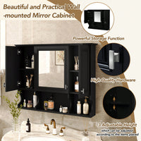 35x28 Wall Mounted Bathroom Medicine Cabinet With Mirror And Open Shelves Modern Storage Solution