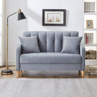 Contemporary Velvet Loveseat For Small Spaces Elegant Tufted Sofa In Beige Ideal For Living Room