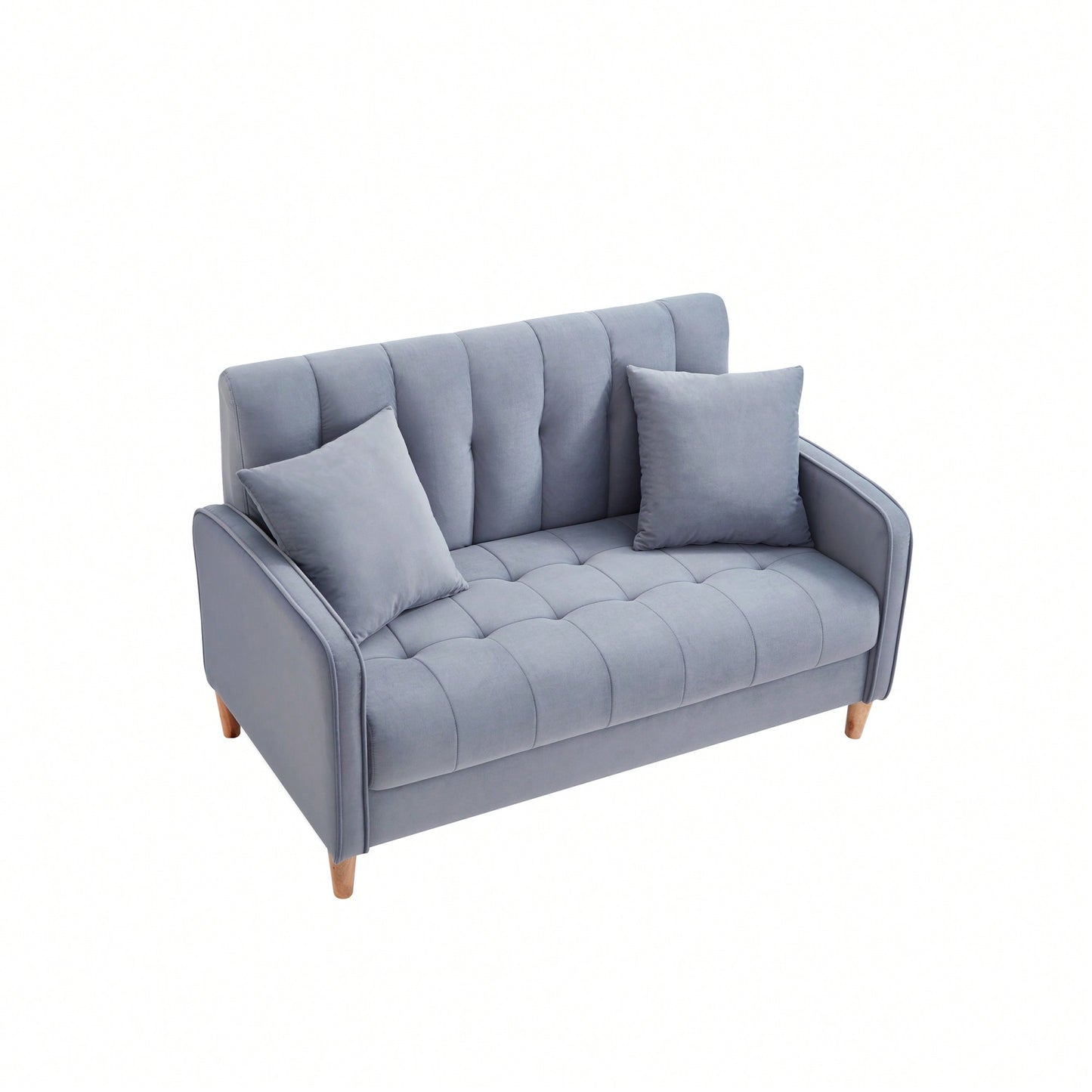 Contemporary Velvet Loveseat For Small Spaces Elegant Tufted Sofa In Beige Ideal For Living Room