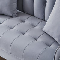 Contemporary Velvet Loveseat For Small Spaces Elegant Tufted Sofa In Beige Ideal For Living Room