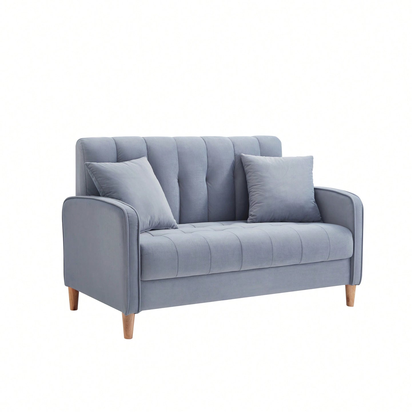 Contemporary Velvet Loveseat For Small Spaces Elegant Tufted Sofa In Beige Ideal For Living Room