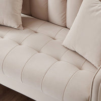 Contemporary Velvet Loveseat For Small Spaces Elegant Tufted Sofa In Beige Ideal For Living Room