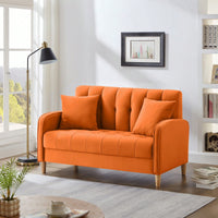 Contemporary Velvet Loveseat For Small Spaces Elegant Tufted Sofa In Beige Ideal For Living Room