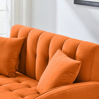 Contemporary Velvet Loveseat For Small Spaces Elegant Tufted Sofa In Beige Ideal For Living Room