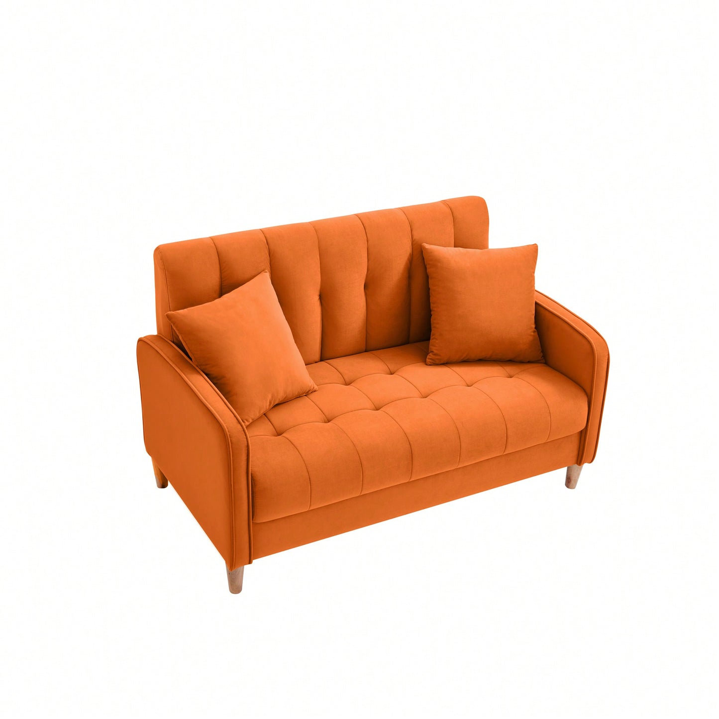 Contemporary Velvet Loveseat For Small Spaces Elegant Tufted Sofa In Beige Ideal For Living Room