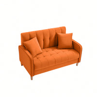 Contemporary Velvet Loveseat For Small Spaces Elegant Tufted Sofa In Beige Ideal For Living Room