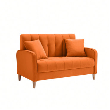 Contemporary Velvet Loveseat For Small Spaces Elegant Tufted Sofa In Beige Ideal For Living Room