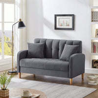 Contemporary Velvet Loveseat For Small Spaces Elegant Tufted Sofa In Beige Ideal For Living Room