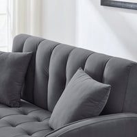 Contemporary Velvet Loveseat For Small Spaces Elegant Tufted Sofa In Beige Ideal For Living Room