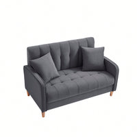 Contemporary Velvet Loveseat For Small Spaces Elegant Tufted Sofa In Beige Ideal For Living Room