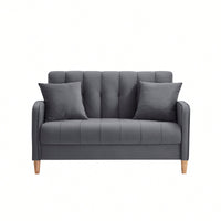 Contemporary Velvet Loveseat For Small Spaces Elegant Tufted Sofa In Beige Ideal For Living Room