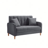 Contemporary Velvet Loveseat For Small Spaces Elegant Tufted Sofa In Beige Ideal For Living Room