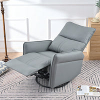 Modern 360° Swivel Rocking Recliner Chair For Nursery And Living Room With Side Pocket In Light Gray