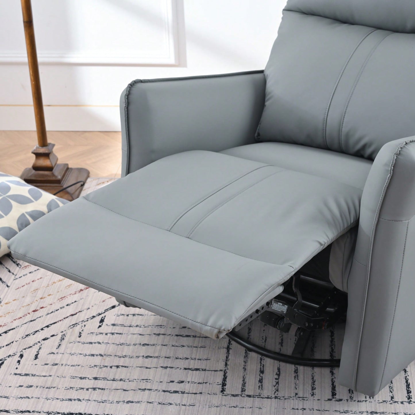 Modern 360° Swivel Rocking Recliner Chair For Nursery And Living Room With Side Pocket In Light Gray