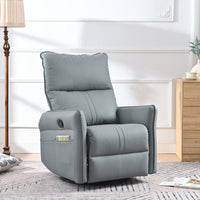 Modern 360° Swivel Rocking Recliner Chair For Nursery And Living Room With Side Pocket In Light Gray