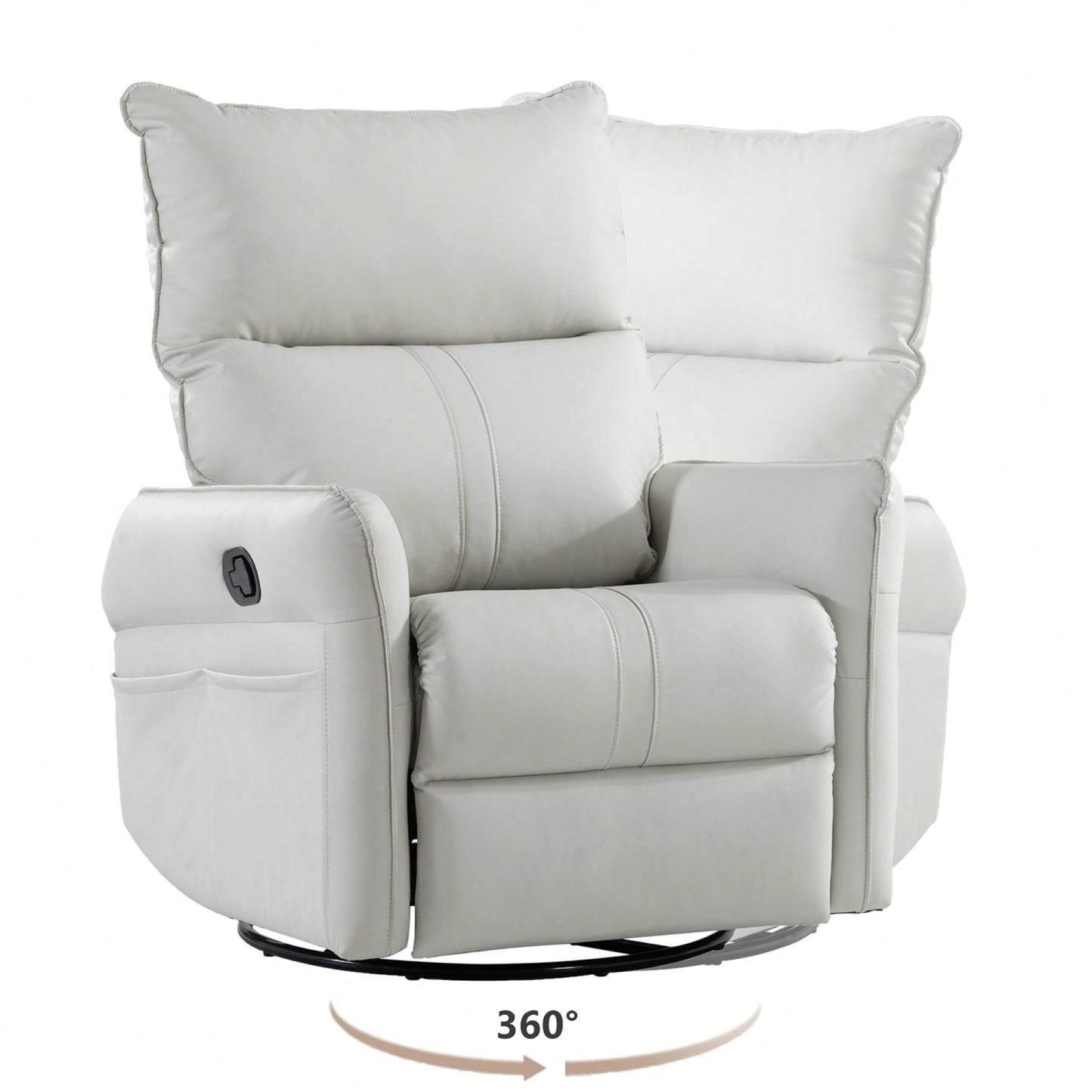 Modern 360° Swivel Rocking Recliner Chair For Nursery And Living Room With Side Pocket In Light Gray