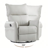 Modern 360° Swivel Rocking Recliner Chair For Nursery And Living Room With Side Pocket In Light Gray