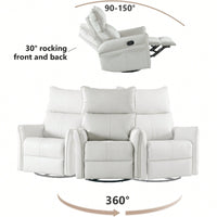 Modern 360° Swivel Rocking Recliner Chair For Nursery And Living Room With Side Pocket In Light Gray