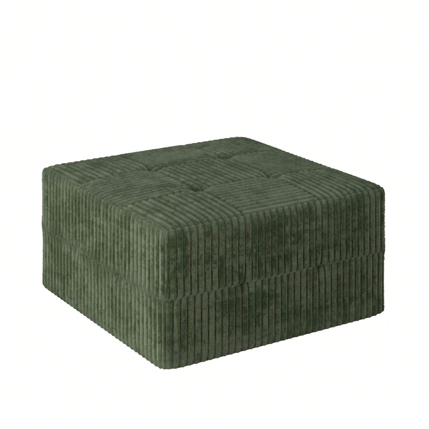 Modern Minimalist Compressed Sectional Sofa In Green Corduroy Stylish Sleeper Couch For Living Room And Bedroom Space-Efficient Design