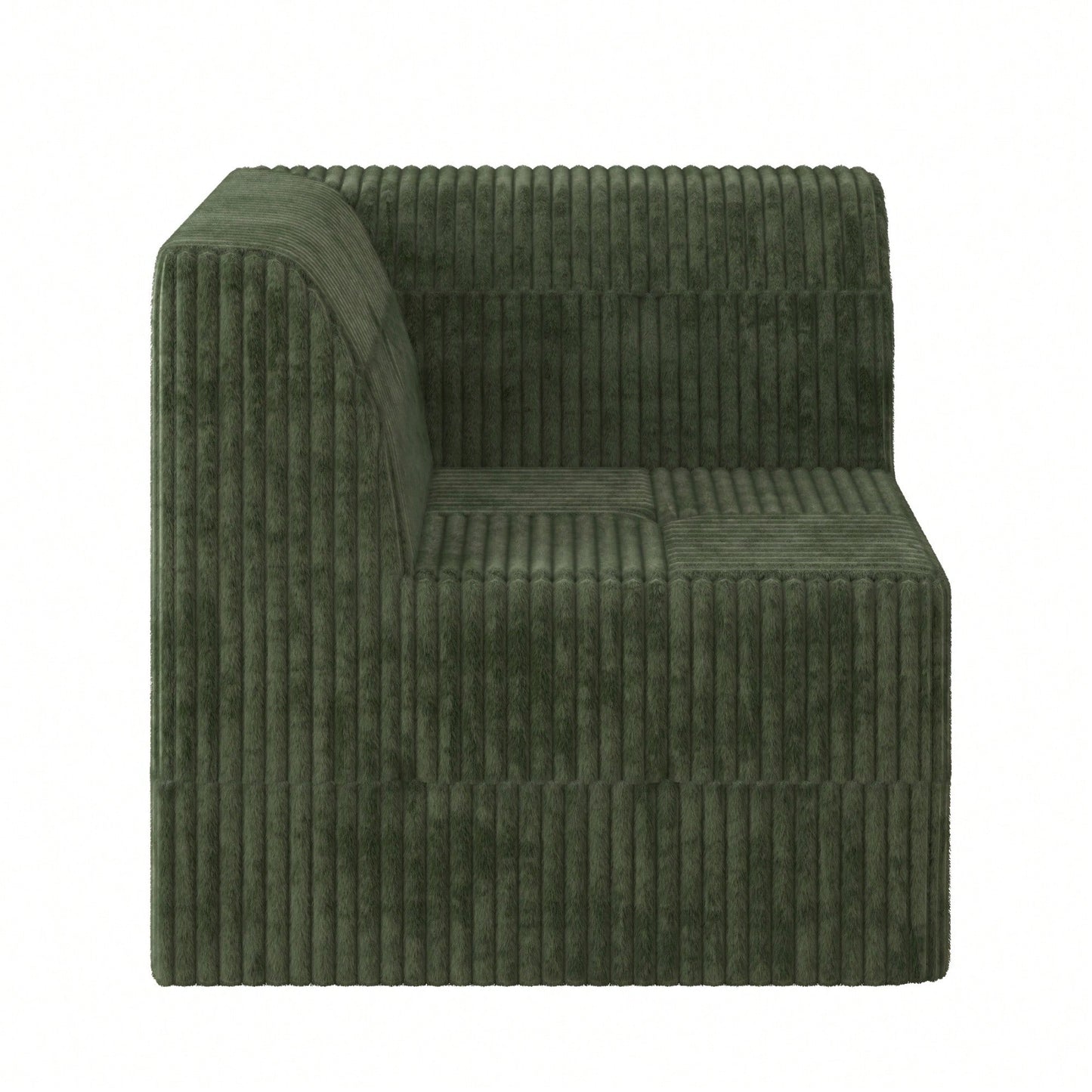 Modern Minimalist Compressed Sectional Sofa In Green - Space-Efficient Corduroy Sleeper Couch For Living Room And Bedroom