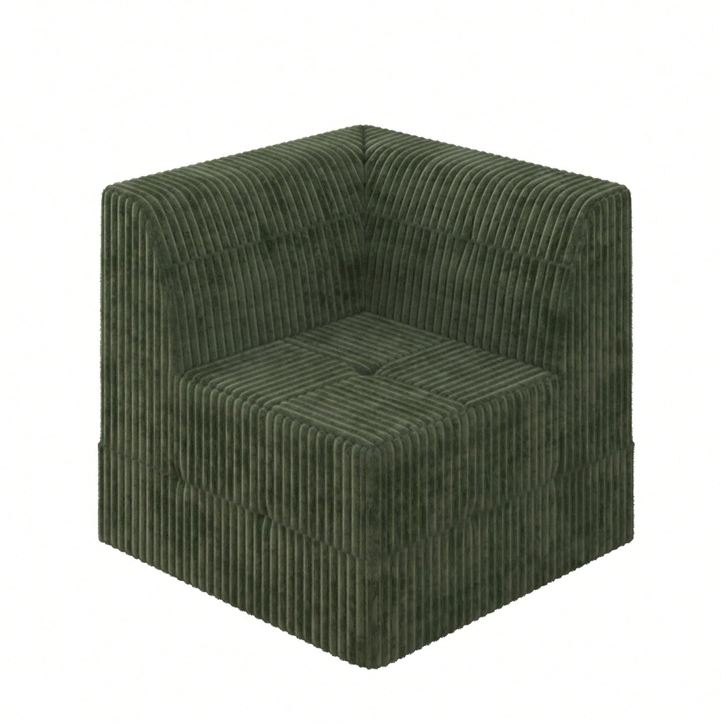 Modern Minimalist Compressed Sectional Sofa In Green - Space-Efficient Corduroy Sleeper Couch For Living Room And Bedroom