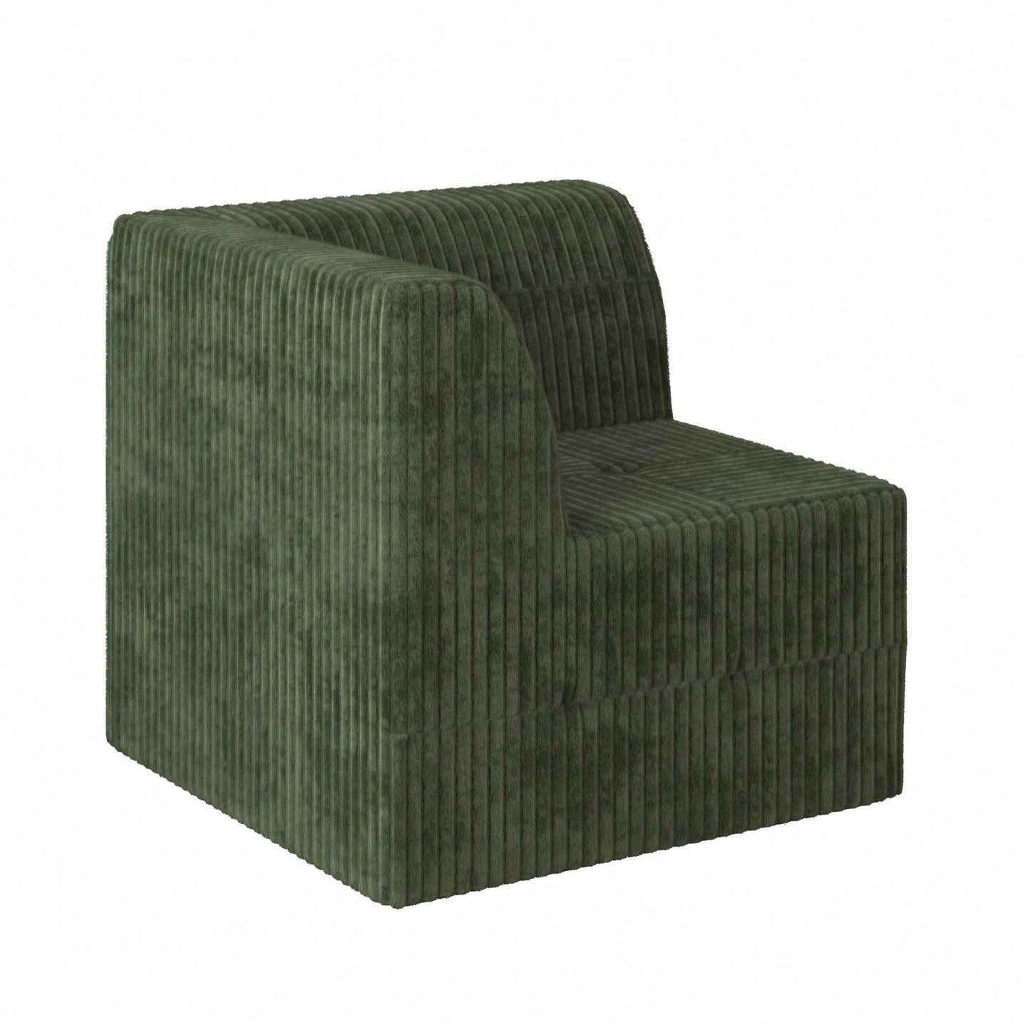 Modern Minimalist Compressed Sectional Sofa In Green - Space-Efficient Corduroy Sleeper Couch For Living Room And Bedroom