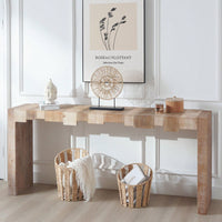 Rustic Modern Step-Block Design Console Table In Manufactured Wood For Living Room Or Entryway