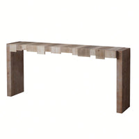 Rustic Modern Step-Block Design Console Table In Manufactured Wood For Living Room Or Entryway