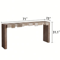Rustic Modern Step-Block Design Console Table In Manufactured Wood For Living Room Or Entryway