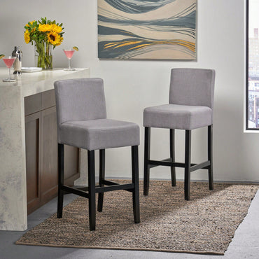 Set Of 2 30-Inch Upholstered Barstools With Sturdy Wooden Frame