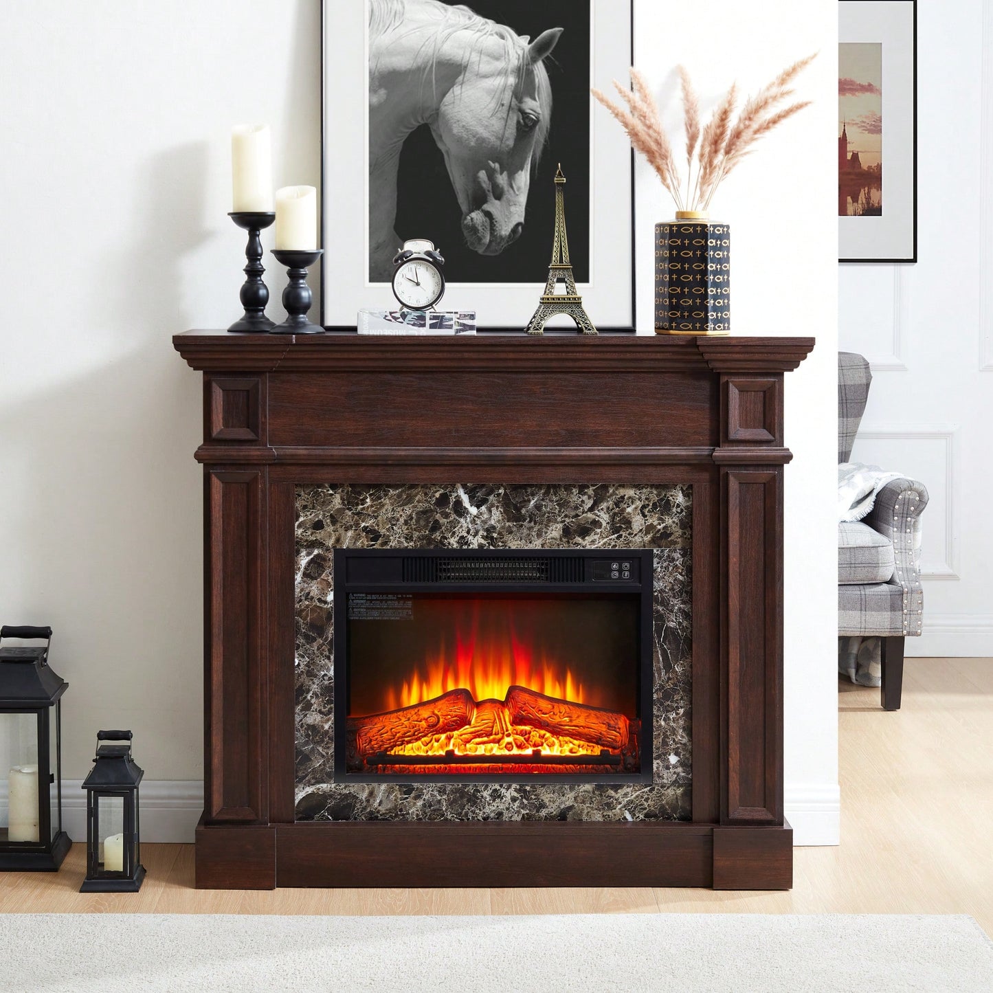 Elegant White Mantel For 23 Inch Fireplace - 45.6W X 11.8D X 40H