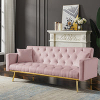 Compact Pink Convertible Futon Sofa Bed Sleeper Couch For Small Spaces