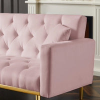 Compact Pink Convertible Futon Sofa Bed Sleeper Couch For Small Spaces